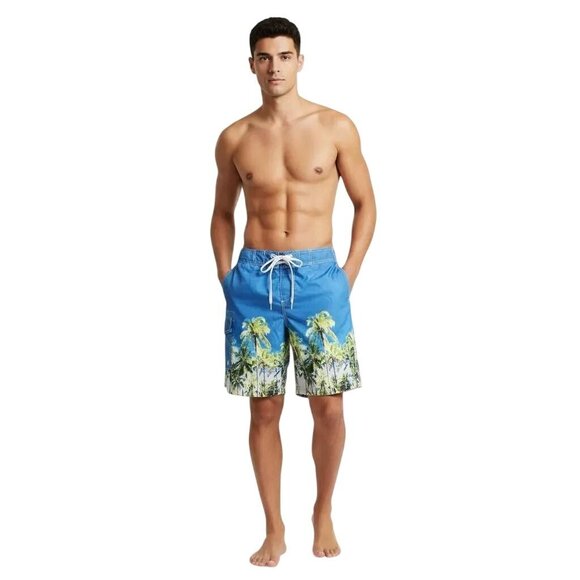 Old Navy Other - Old Navy Men's Blue/Green Tropical Print Swim Board Shorts Size Medium